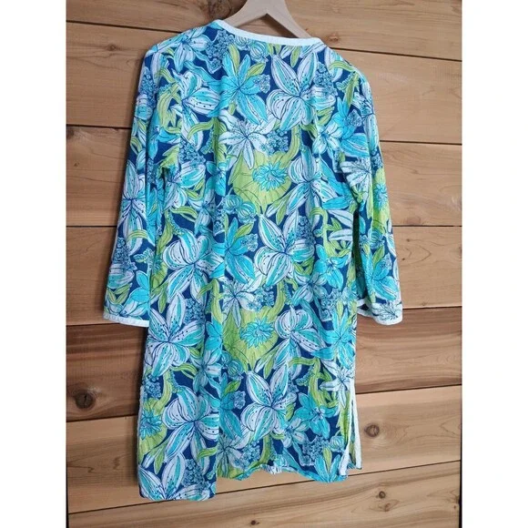 Lilly Pulitzer Tiger Lilly Tunic Mini Kaftan Dress Medium Swim Cover Up - Picture 2 of 7